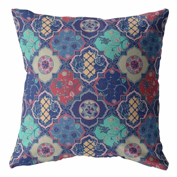 Palacedesigns 20 in. Trellis Indoor & Outdoor Throw Pillow Navy & Red PA3104212